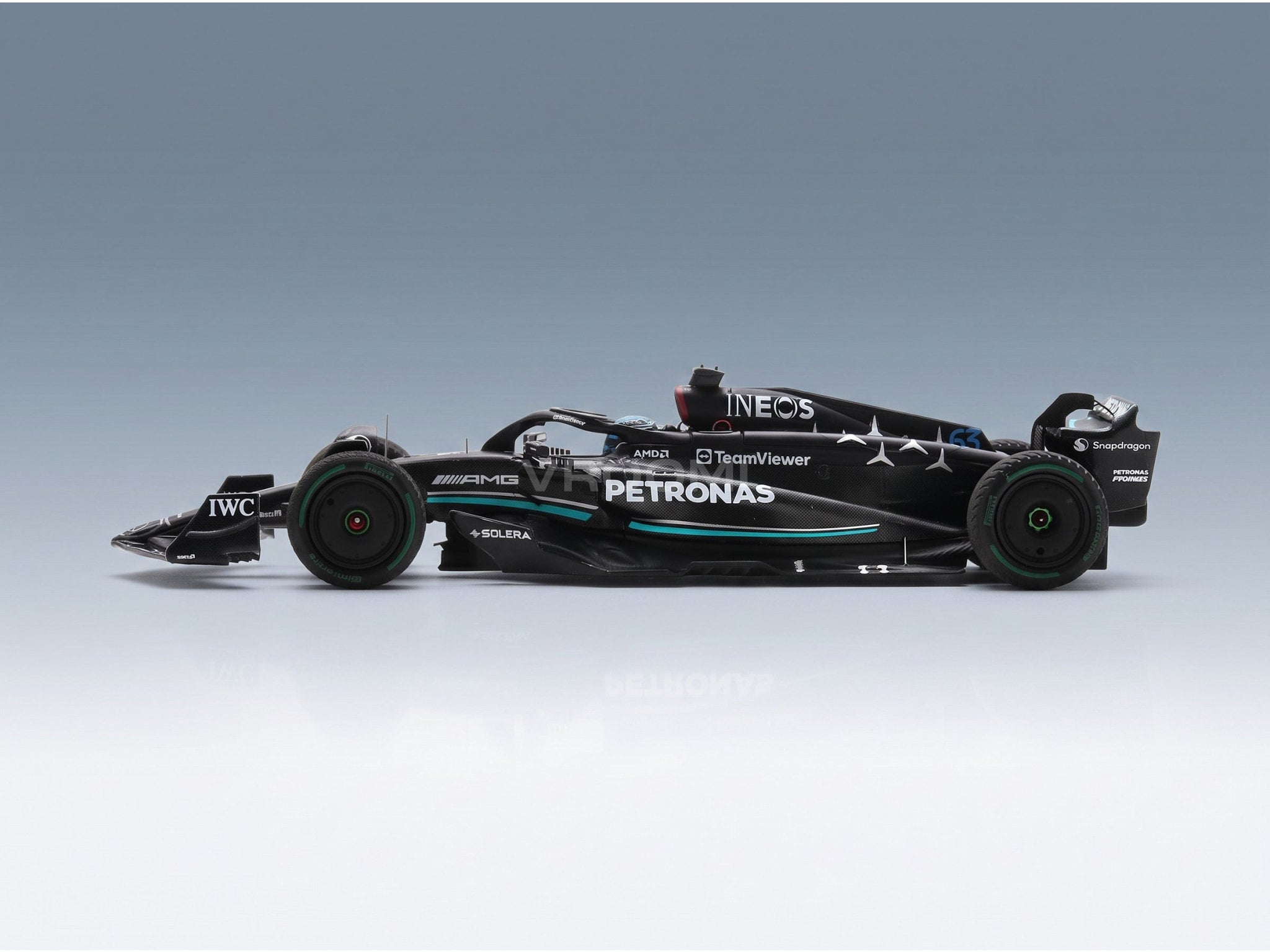 Mercedes F1 W14 Team Mercedes-AMG Petronas Formula One No. 63 5th Monaco GP 2023 George Russell Spark Model 1:43 scale model - side view