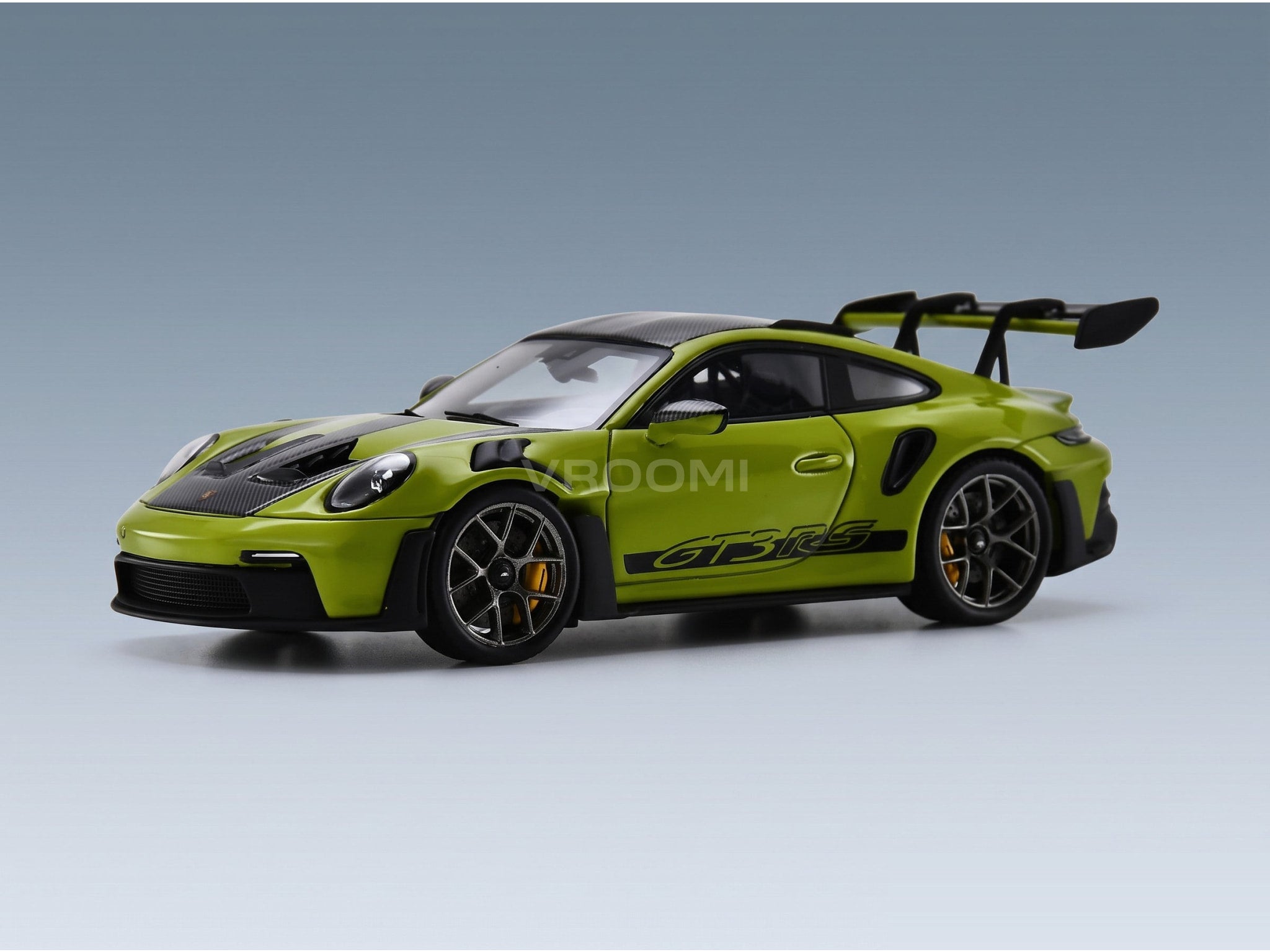 Porsche 911 992 GT3 RS Weissach Package Coupé 2023 Green Black Spark Model 1:43 scale model - front three-quarter view