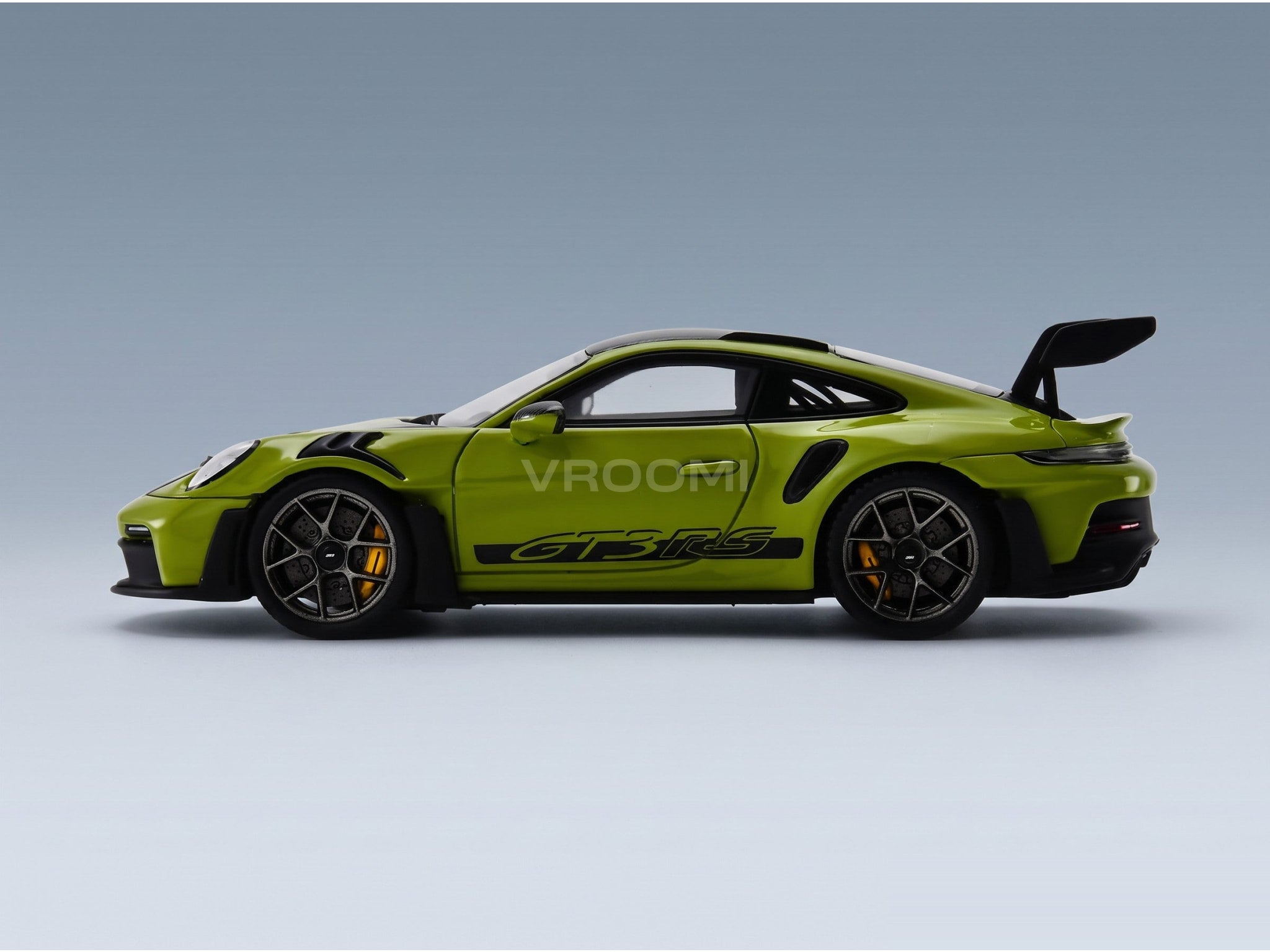 Porsche 911 992 GT3 RS Weissach Package Coupé 2023 Green Black Spark Model 1:43 scale model - side view