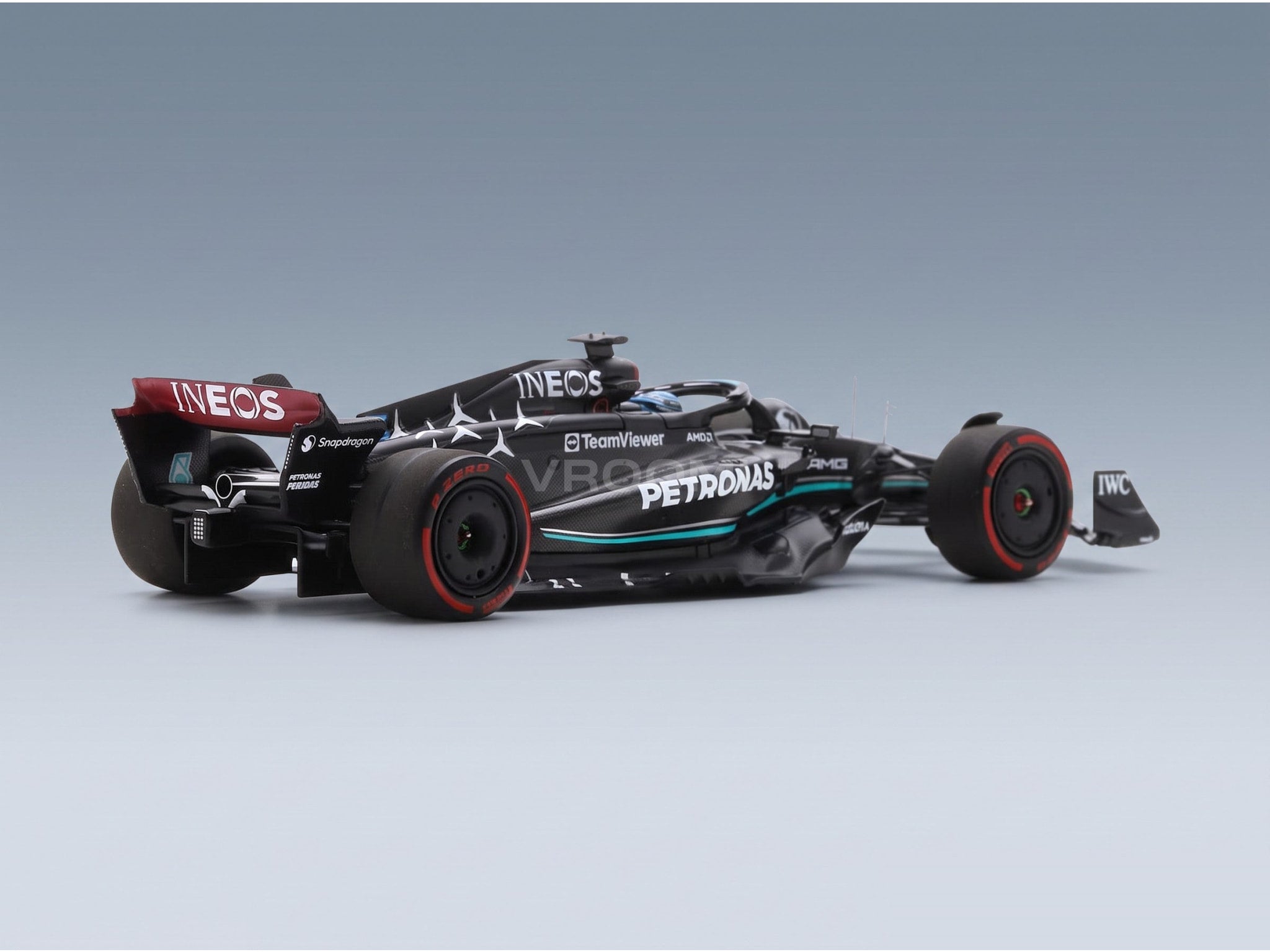 Mercedes F1 W14 Team Mercedes-AMG Petronas Formula One No. 63 3rd Spain GP George Russell 2023 Spark Model 1:43 scale model - rear three-quarter view
