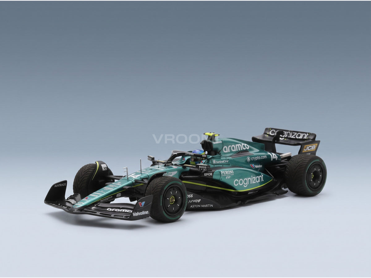 Aston Martin AMR23 Aston Martin Aramco Cognizant No. 14 Fernando Alonso 2nd Dutch GP 2023 Spark Model 1:43 scale model - front three-quarter view