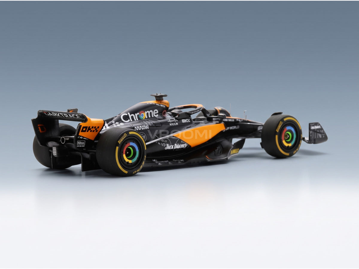 McLaren F1 MCL60 Team McLaren No. 81 Oscar Piastri Las Vegas GP 2023 Spark Model 1:43 scale model - rear three-quarter view