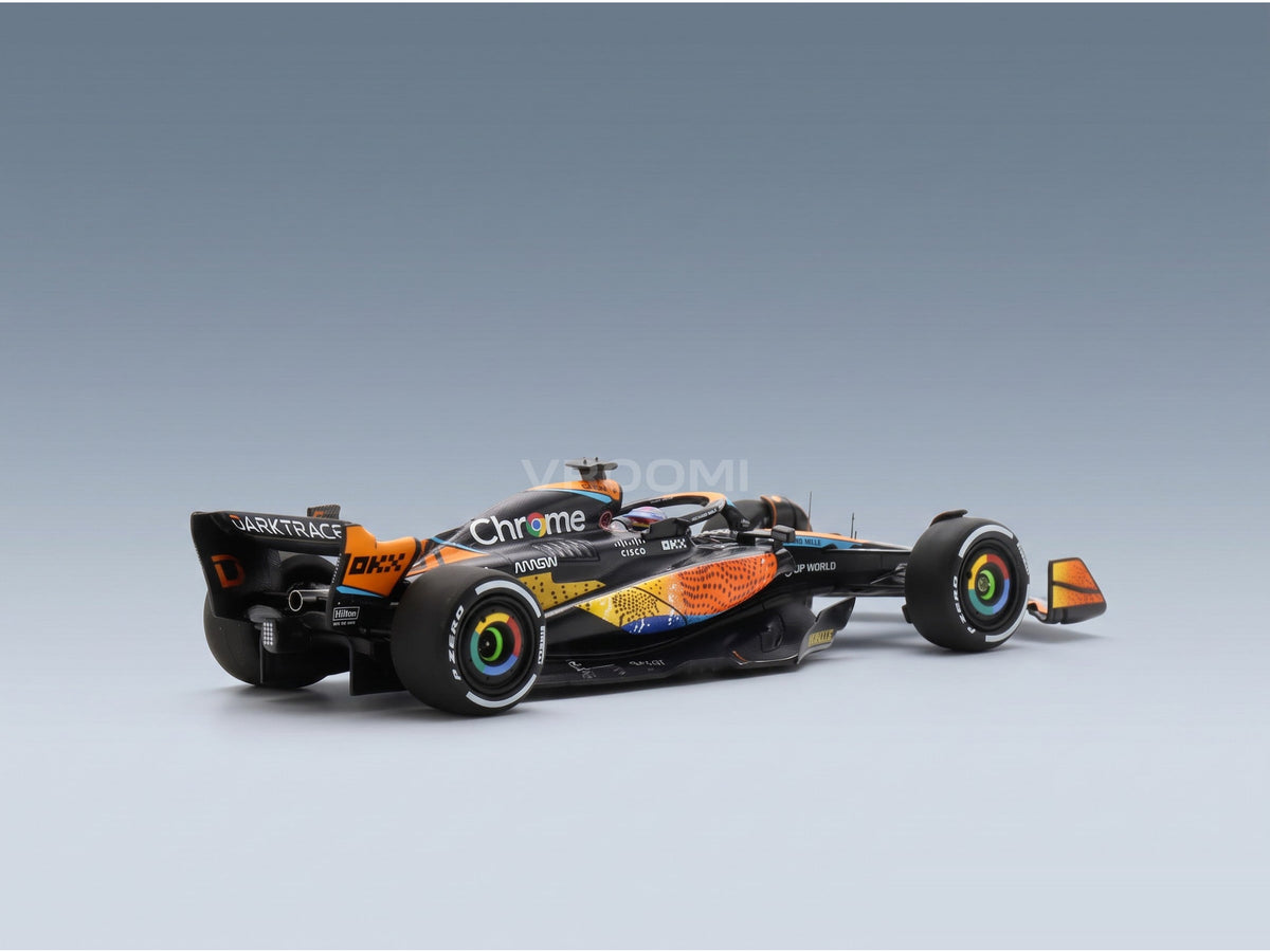 McLaren F1 MCL60 Team McLaren No. 81 6th Abu Dhabi GP Oscar Piastri 2023 Spark Model 1:43 scale model - rear three-quarter view