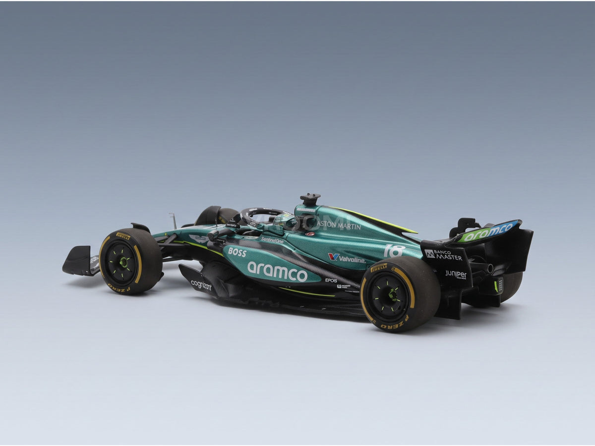 Aston Martin AMR24 Aston Martin Aramco Cognizant No. 18 Lance Stroll Saudi Arabia GP 2024 Spark Model 1:43 scale model - rear three-quarter view