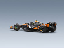 McLaren F1 MCL39 Team McLaren No. 4 Lando Norris Winner Hungarian GP World Champion with Pit Board 200 McLaren F1 GP Wins 2025 Spark Model 1:43 - rear three-quarter view
