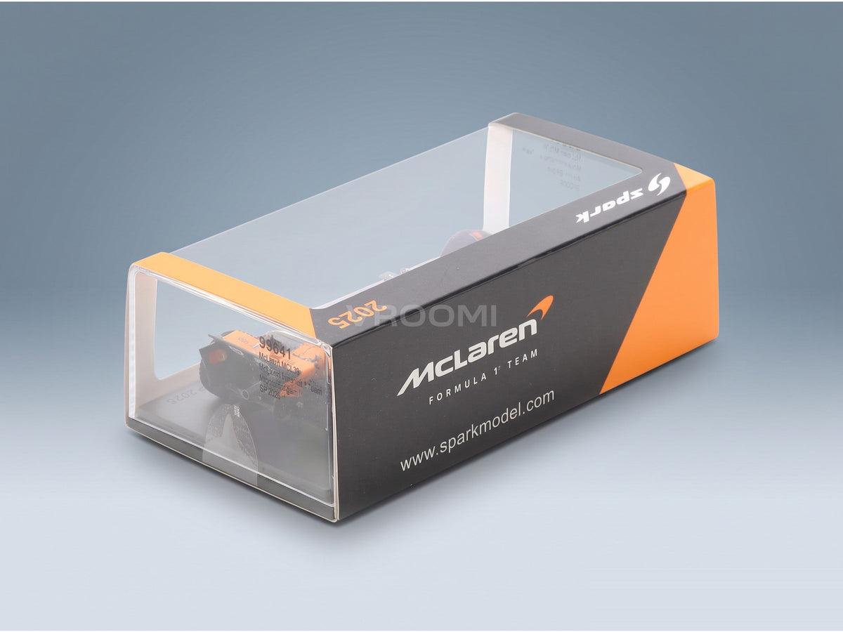 McLaren F1 MCL39 McLaren No. 81 Oscar Piastri Winner Belgium GP with Rain Tyres 2025 Spark Model 1:43 scale model - original packaging