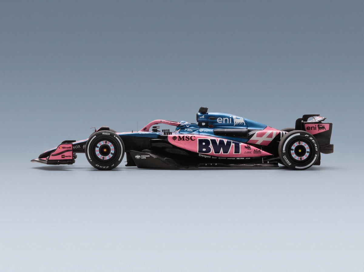 Alpine A525 BWT Alpine F1 Team No. 10 Pierre Gasly Las Vegas GP 2025 with Pit Board Spark Model 1:43 scale model - side view