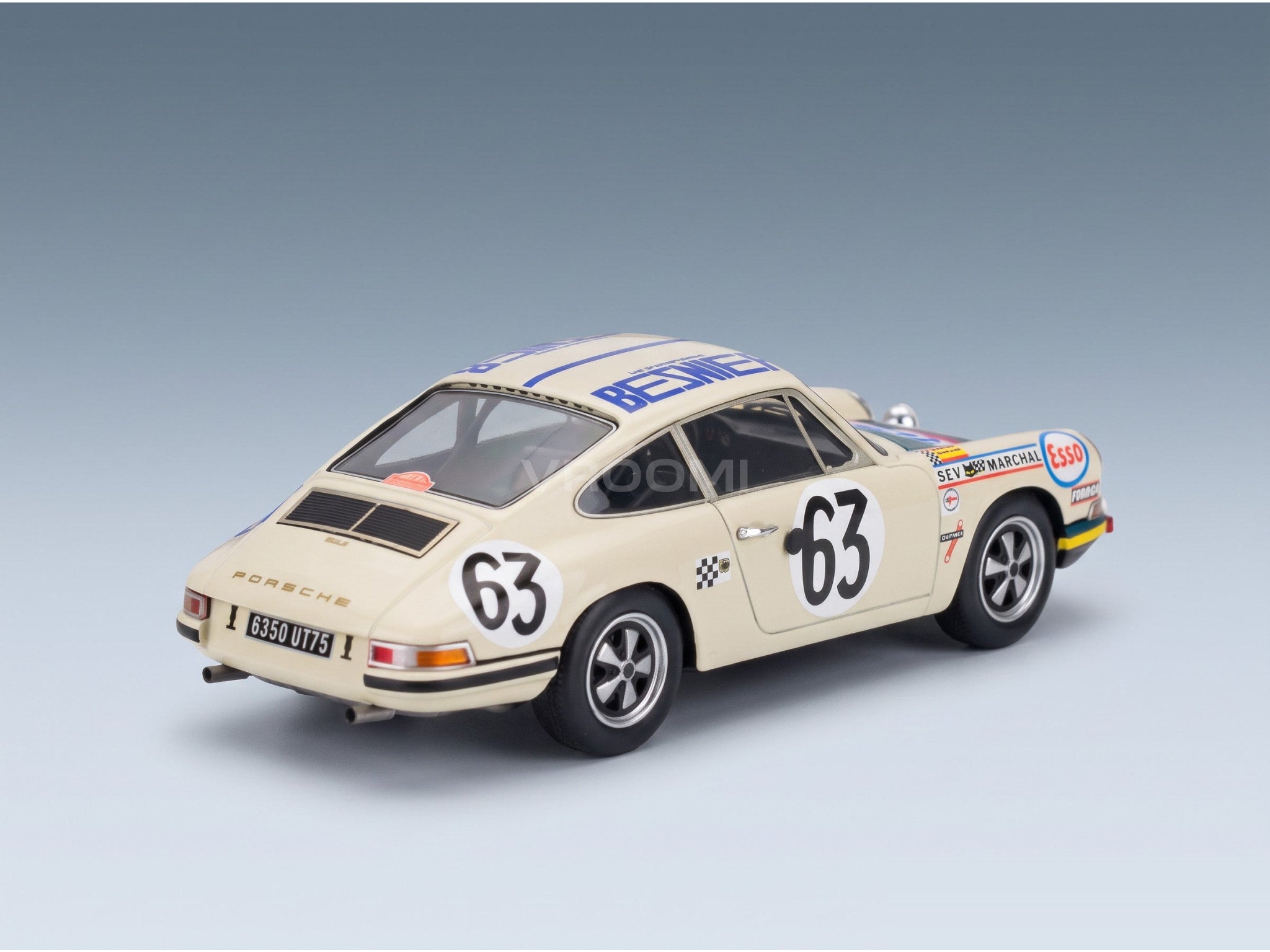 Porsche 911S Coupé Team M. Martin No. 63 Mazzia Mauroy 24h Le Mans 1969 Spark Model 1:43 scale model - rear three-quarter view