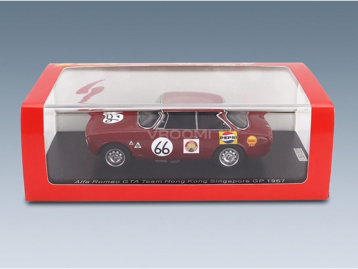 Alfa Romeo Giulia GTA Team Hong Kong No. 66 Albert Poon Singapore GP 1967 Spark Model 1:43 scale model - original packaging