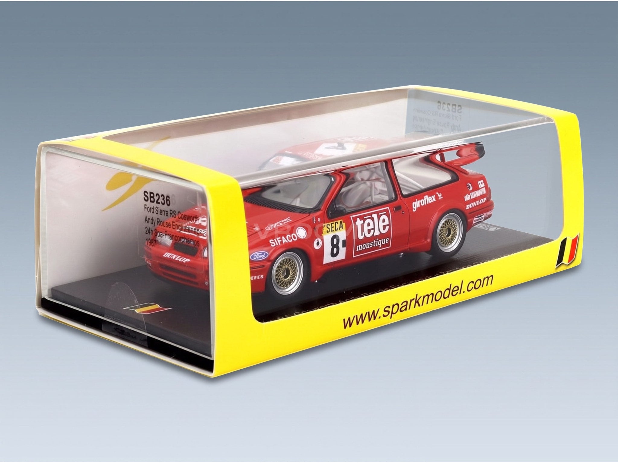 Ford Sierra RS Cosworth Team Andy Rouse Engineering No. 8 Andy Rouse Win Percy Thierry Tassin 24h Spa 1987 Spark Model 1:43 scale model - original packaging