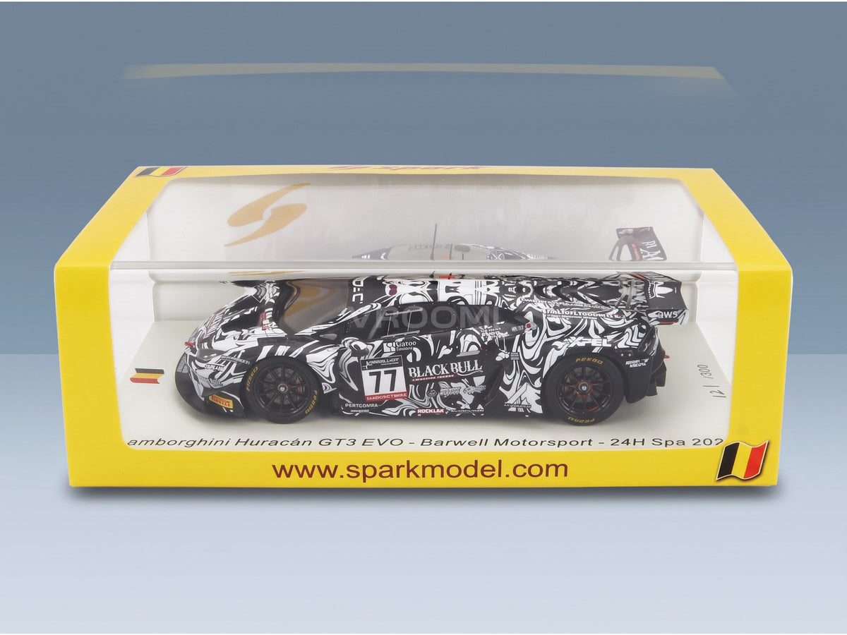 Lamborghini Huracán GT3 EVO Barwell Motorsport No. 77 Ahmad Al Harthy Sandy De Haan Alex MacDowall Sandy Mitchell 24h Spa 2022 Spark Model 1:43 scale model - original packaging