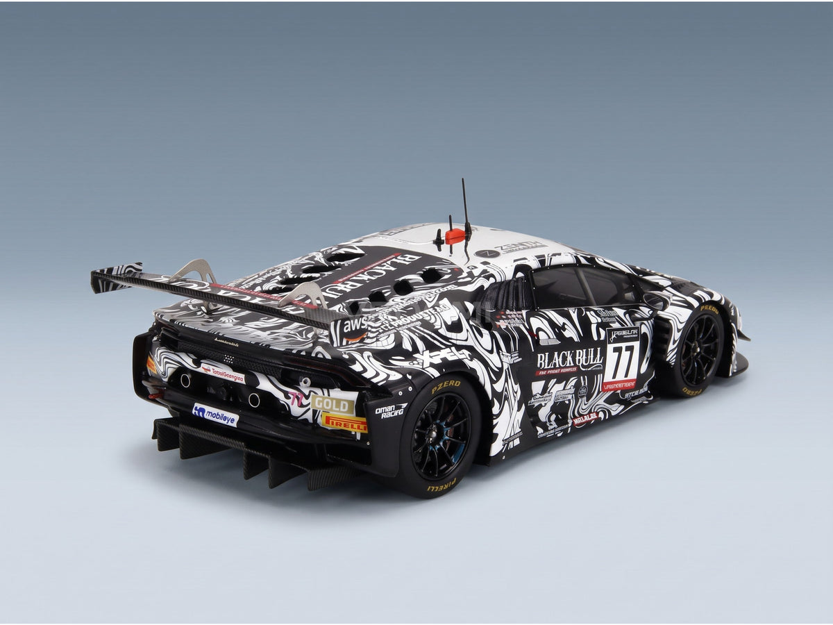 Lamborghini Huracán GT3 EVO Barwell Motorsport No. 77 Ahmad Al Harthy Sandy De Haan Alex MacDowall Sandy Mitchell 24h Spa 2022 Spark Model 1:43 scale model - rear three-quarter view