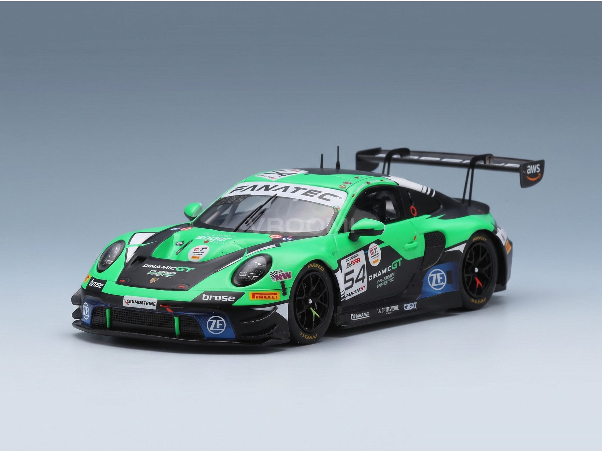 Porsche 911 992 GT3 R Huber Racing No. 54 Guven Muller Engelhart 24h Spa 2023 Spark Model 1:43 scale model - front three-quarter view