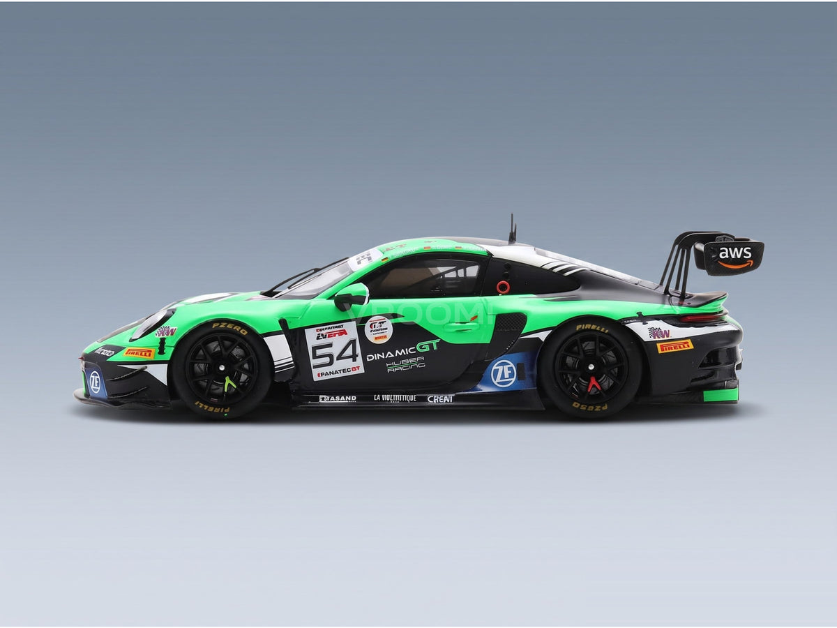 Porsche 911 992 GT3 R Huber Racing No. 54 Guven Muller Engelhart 24h Spa 2023 Spark Model 1:43 scale model - rear three-quarter view