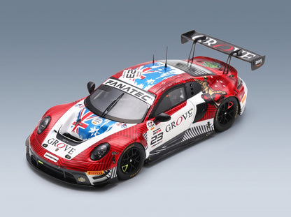 Porsche 911 992 GT3 R Grove Racing No. 23 S. Grove B. Grove A. De Pasquale E. Bamber 24h Spa 2023 Spark Model 1:43 - front three-quarter view