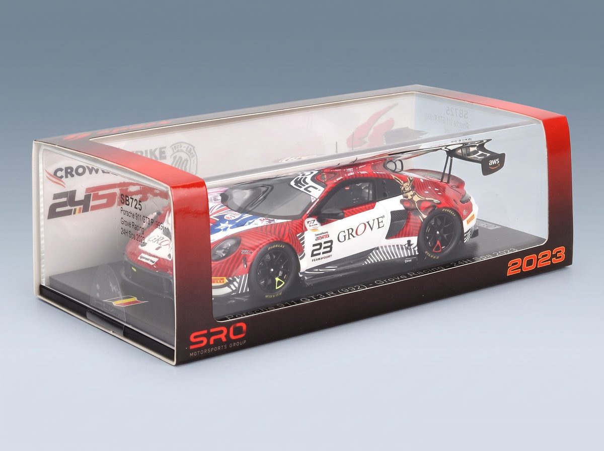 Porsche 911 992 GT3 R Grove Racing No. 23 S. Grove B. Grove A. De Pasquale E. Bamber 24h Spa 2023 Spark Model 1:43 - original packaging