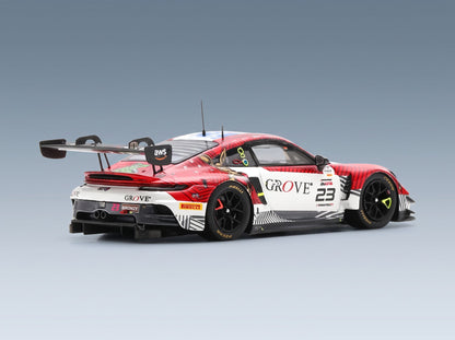Porsche 911 992 GT3 R Grove Racing No. 23 S. Grove B. Grove A. De Pasquale E. Bamber 24h Spa 2023 Spark Model 1:43 - rear three-quarter view