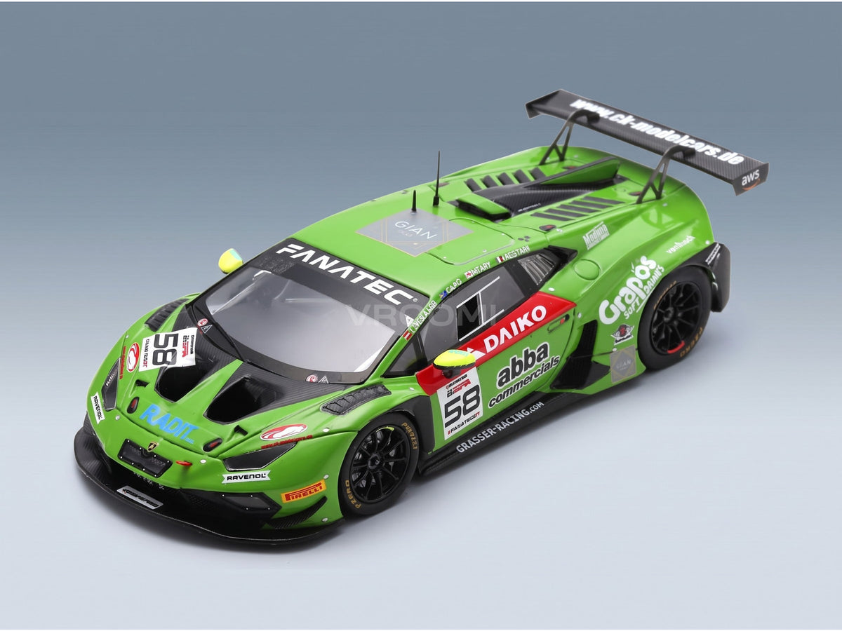 Lamborghini Huracán GT3 EVO 2 Grasser Racing No. 0 Crestani Neary Tweraser Capo 24h Spa 2023 Spark Model 1:43 scale model - front three-quarter view
