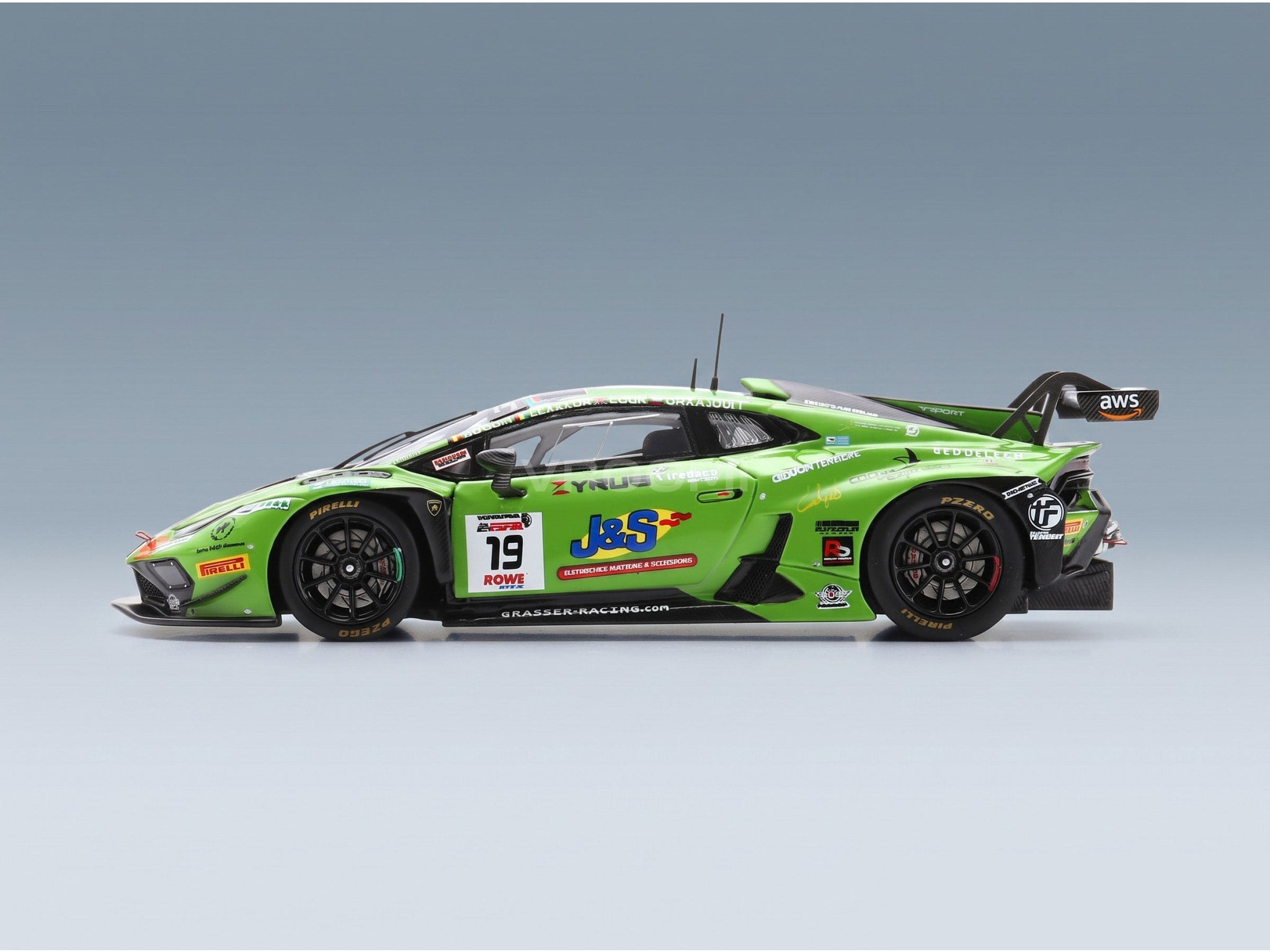 Lamborghini Huracán GT3 EVO2 Team GRT Grasser Racing No. 19 Llarena Cook Moulin Qarajouli 24h Spa 2024 Spark Model 1:43 scale model - side view