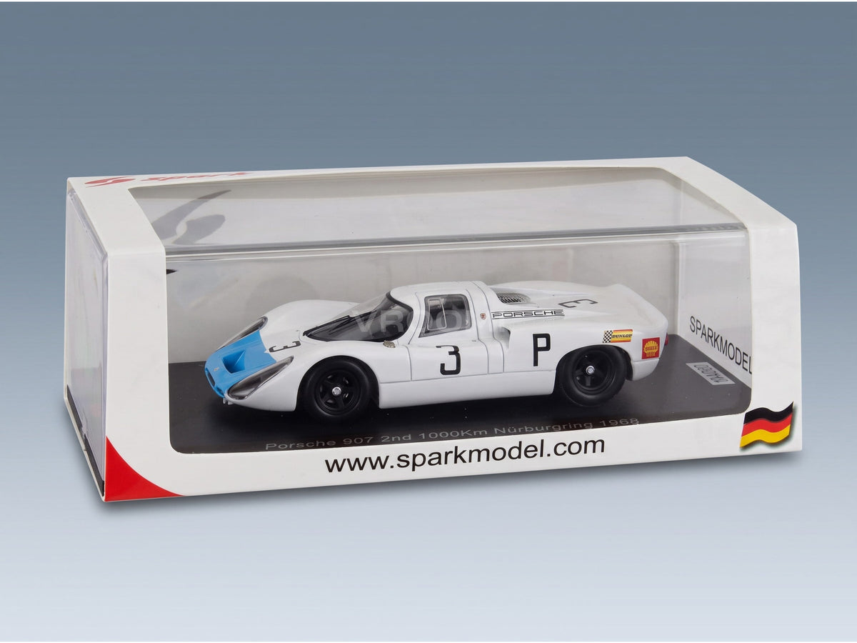 Porsche 907H Team Porsche No. 3 3rd 1000km Nürburgring Hans Herrmann Rolf Stommelen 1968 Spark Model 1:43 scale model - original packaging