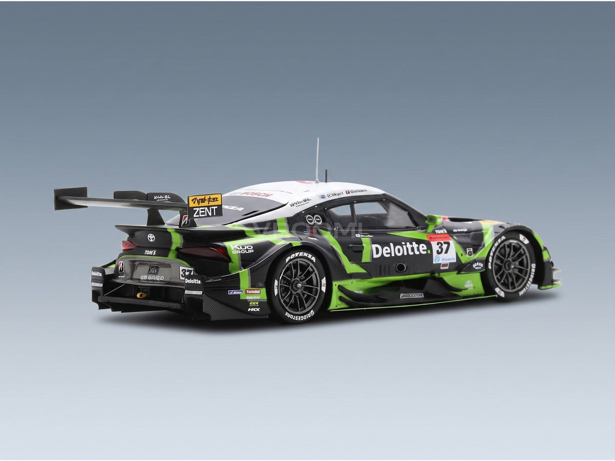 Toyota Supra GR Team Deloitte No. 37 GT500 Class Giuliano Alesi Ukyo Sasahara Super GT 2024 Spark Model 1:43 scale model - rear three-quarter view