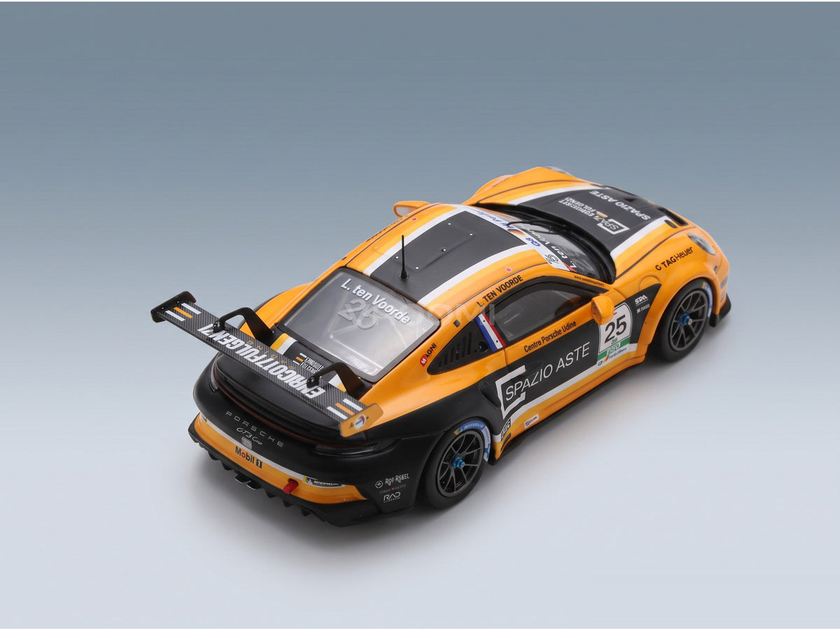 Porsche 911 992 GT3 Cup Porsche Carrera Cup Italy Champion No. 25 Larry ten Voorde 2023 Spark Model 1:43 scale model - rear three-quarter view