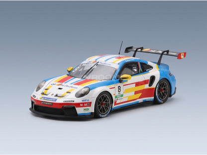 Porsche 911 992 GT3 Porsche Carrera Cup Italy No. 8 Kaegan Masters Champion 2025 Spark Model 1:43 scale model - front three-quarter view