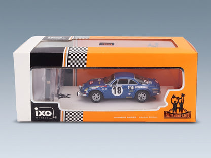 Alpine A110 1800S No. 18 Winner Rally Monte Carlo 1973 J.C. Andruet M. Petit with Driver IXO Models 1:43 scale model - original packaging