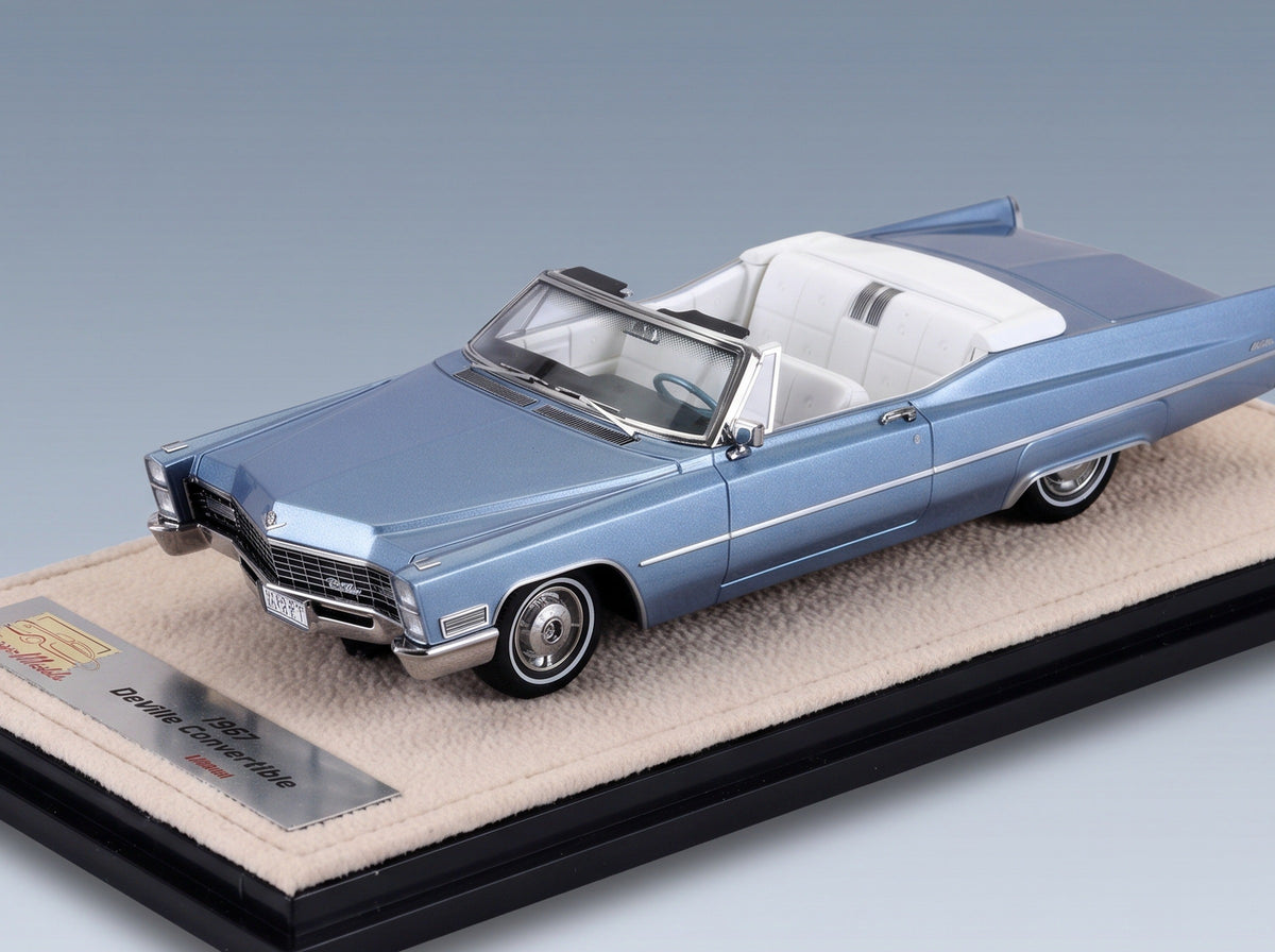 Cadillac De Ville Cabriolet Open 1967 Marina Blue Metallic Stamp Models 1:43 scale model - front three-quarter view