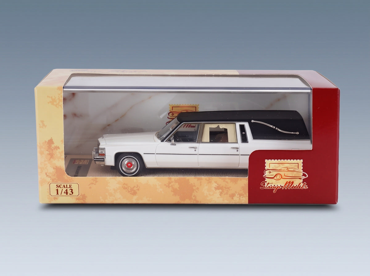 Cadillac Superior Hearse 1980 White Black Stamp Models 1:43 scale model - closed box