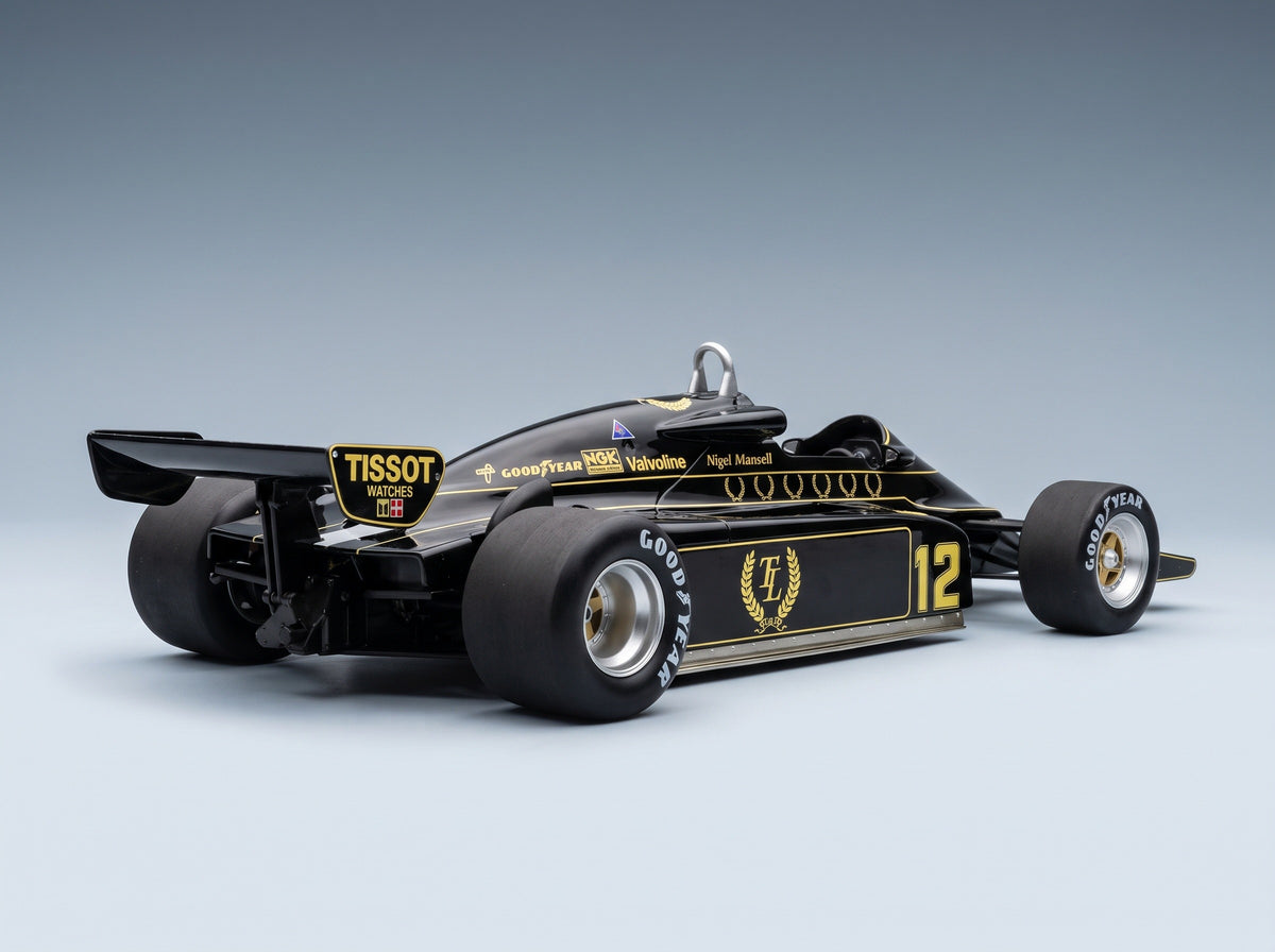 Lotus F1 91 No. 12 Nigel Mansell British GP 1982 Tecnomodel 1:18 scale model - rear three-quarter view