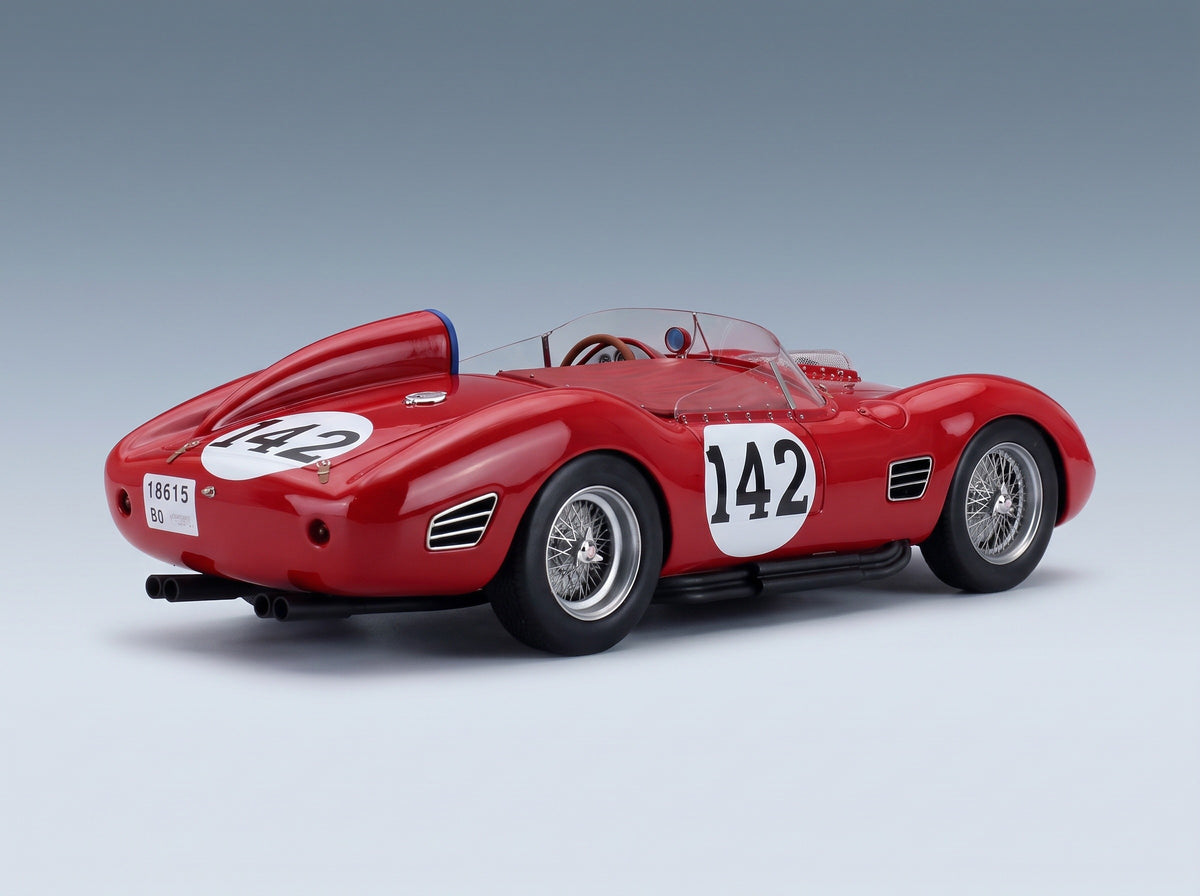 Ferrari Dino 196S V6 Spider No. 142 Cabianca Scarlatti Targa Florio 1959 Tecnomodel 1:18 scale model - rear three-quarter view
