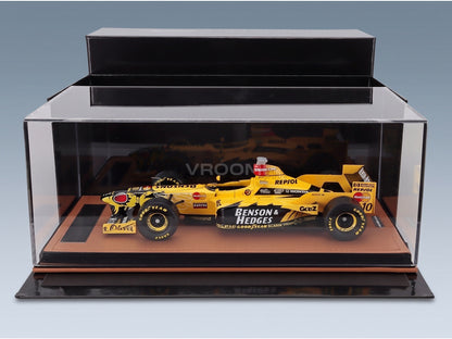 Jordan F1 198 Honda MF-301 HC No. 10 Ralph Schumacher Australian GP 1998 Tecnomodel 1:18 scale model - side view in display case