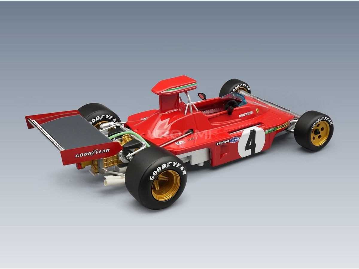 Ferrari F1 312 B3 Broke Nose No. 4 Arturo Merzario Canada GP 1973 Tecnomodel 1:18 scale model - rear three-quarter view