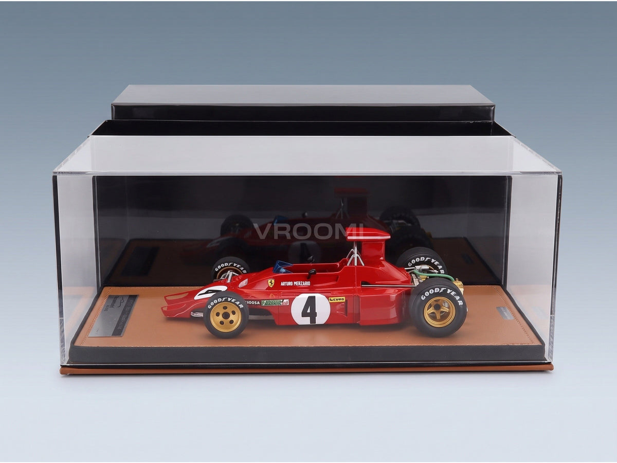Ferrari F1 312 B3 No. 4 Arturo Merzario USA Watkins Glen GP 1973 Tecnomodel 1:18 scale model - side view in display case