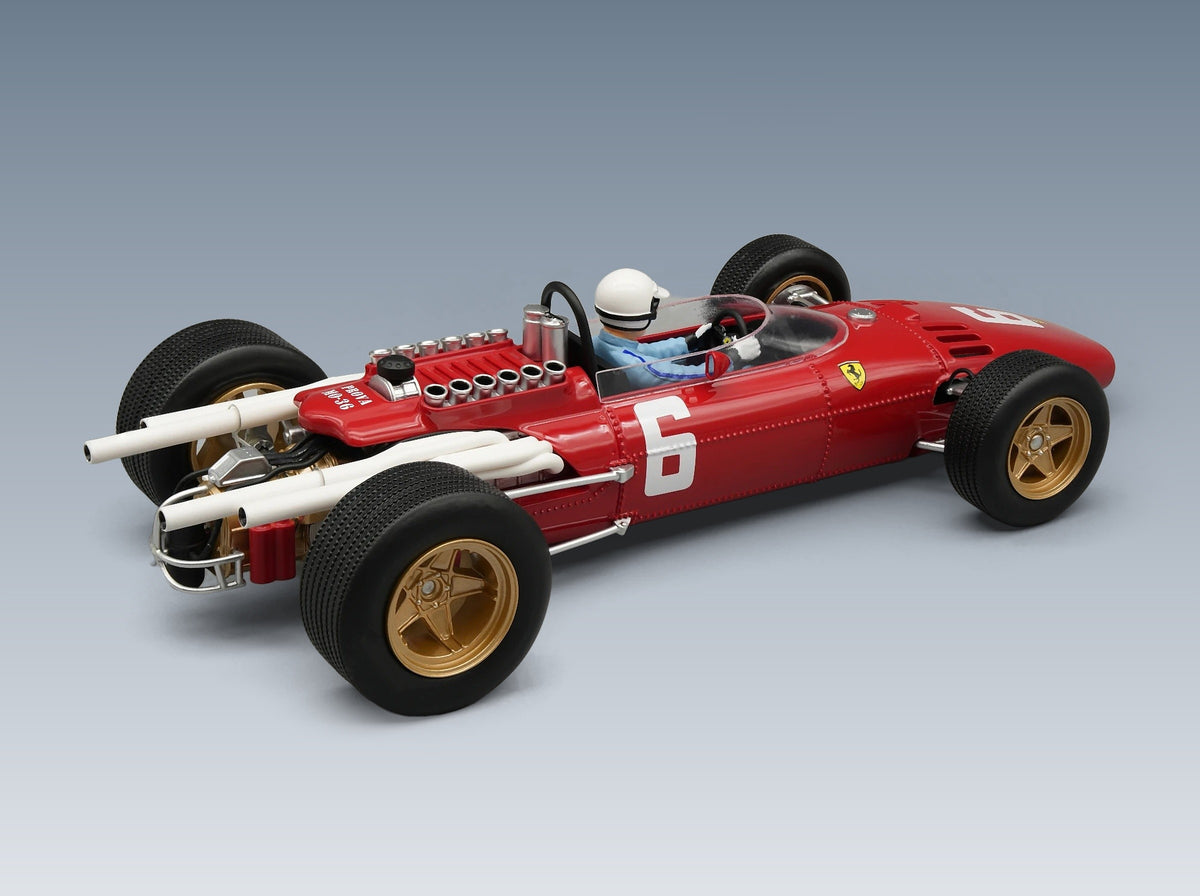 Ferrari 312 F1-66 No. 6 Scarfiotti Winner Italian GP Monza 1966 with Driver Tecnomodel 1:18 scale model - rear three-quarter view