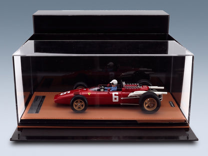 Ferrari 312 F1-66 No. 6 Scarfiotti Winner Italian GP Monza 1966 with Driver Tecnomodel 1:18 scale model - side view in display case