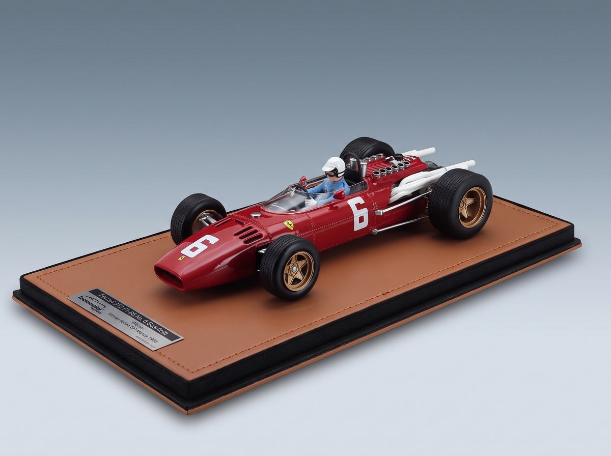 Ferrari 312 F1-66 No. 6 Scarfiotti Winner Italian GP Monza 1966 with Driver Tecnomodel 1:18 scale model - side view on display base