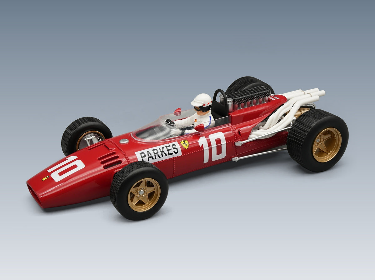 Ferrari 312 F1-66 No. 10 Mike Parkes Nürburgring GP 1966 with Driver Tecnomodel 1:18 scale model - front three-quarter view