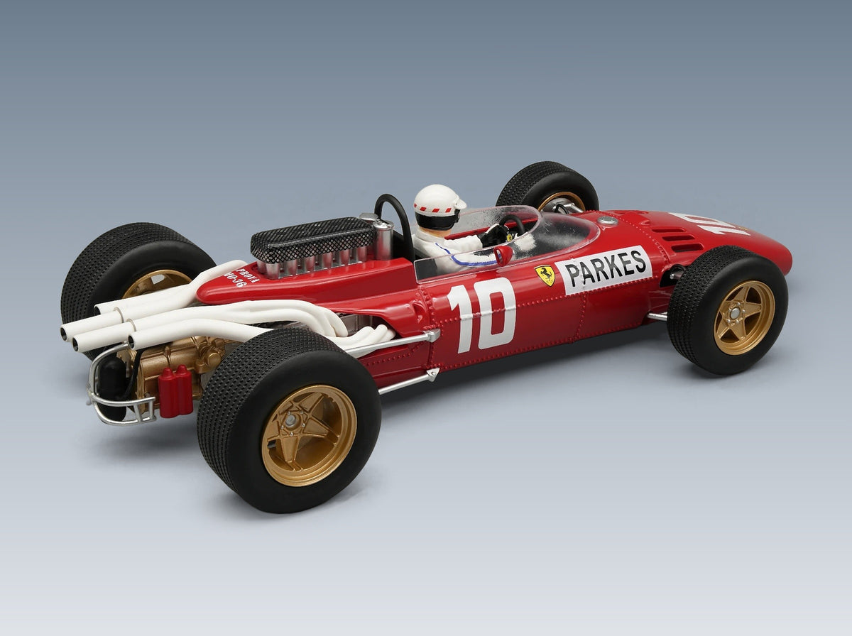 Ferrari 312 F1-66 No. 10 Mike Parkes Nürburgring GP 1966 with Driver Tecnomodel 1:18 scale model - rear three-quarter view