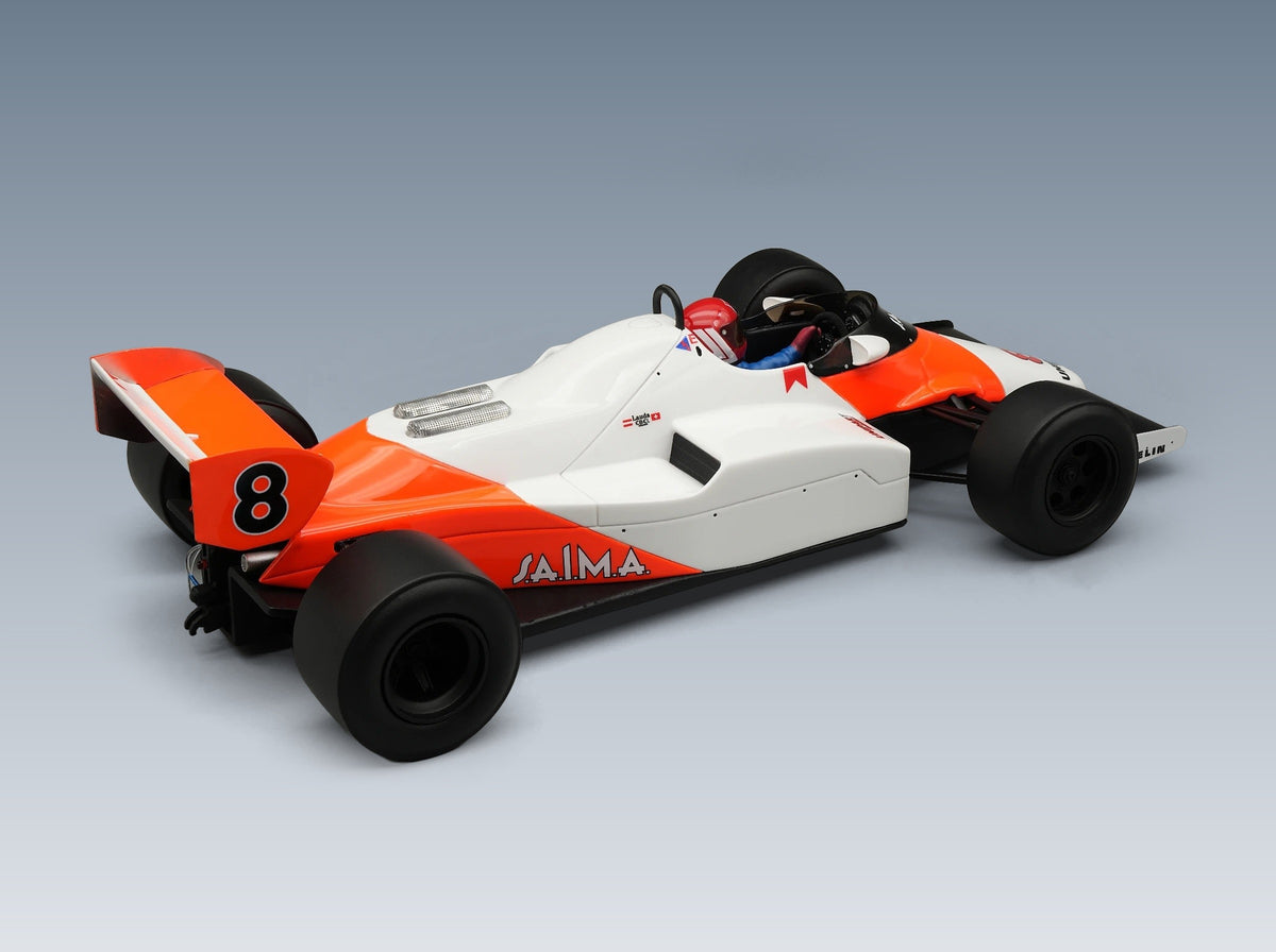 McLaren F1 MP4/1C No. 8 Niki Lauda USA Long Beach GP 1983 with Driver Tecnomodel 1:18 scale model - rear three-quarter view