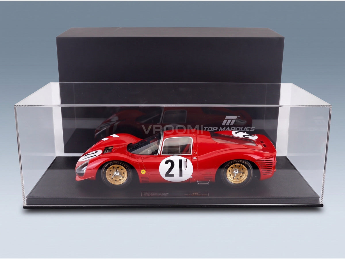 Ferrari 330 P3 Ferrari SEFAC No. 21 Bandini Guichet 24h Le Mans 1966 Top Marques 1:12 scale model - side view in display case