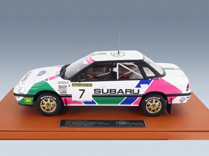 Subaru Legacy RS No. 7 2nd Swedish Rally 1992 Colin McRae Derek Ringer with Showcase Top Marques 1:18 scale model - side view