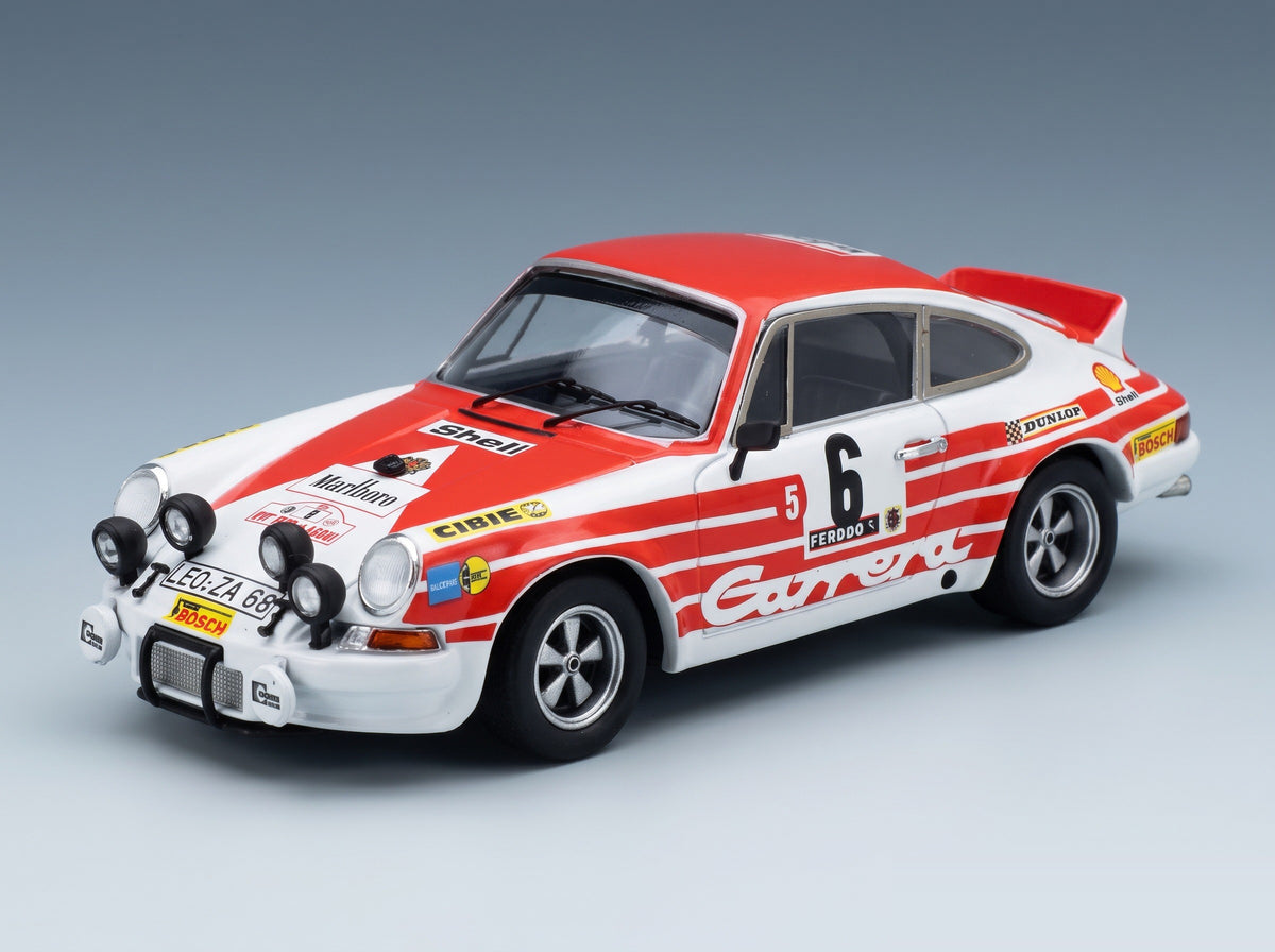Porsche 911 Carrera RS 2.7 No. 6 Waldegård Thorszelius Tour de Corse 1972 Trofeu 1:43 scale model - front three-quarter view