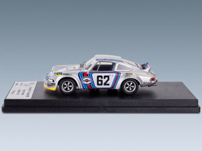 Porsche 911 Carrera RSR Team Martini Racing No. 62 Van Lennep Müller Winner 4h Le Mans 1973 Trofeu 1:43 scale model - front three-quarter view on display base