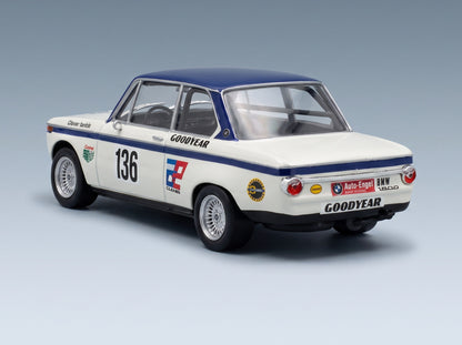 BMW 1602 No. 136 Helmut Elmar Clever 300 km Nürburgring 1971 Trofeu 1:43 scale model - rear three-quarter view