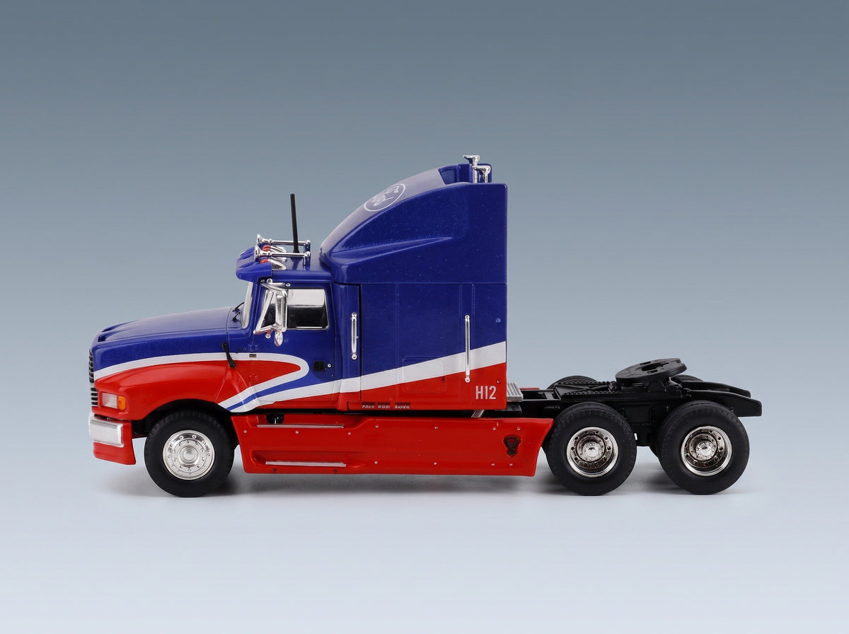Ford Aeromax Tractor Truck 3-Axle 1990 Blue Red IXO Models 1:64 scale model - side view