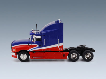 Ford Aeromax Tractor Truck 3-Axle 1990 Blue Red IXO Models 1:64 scale model - side view