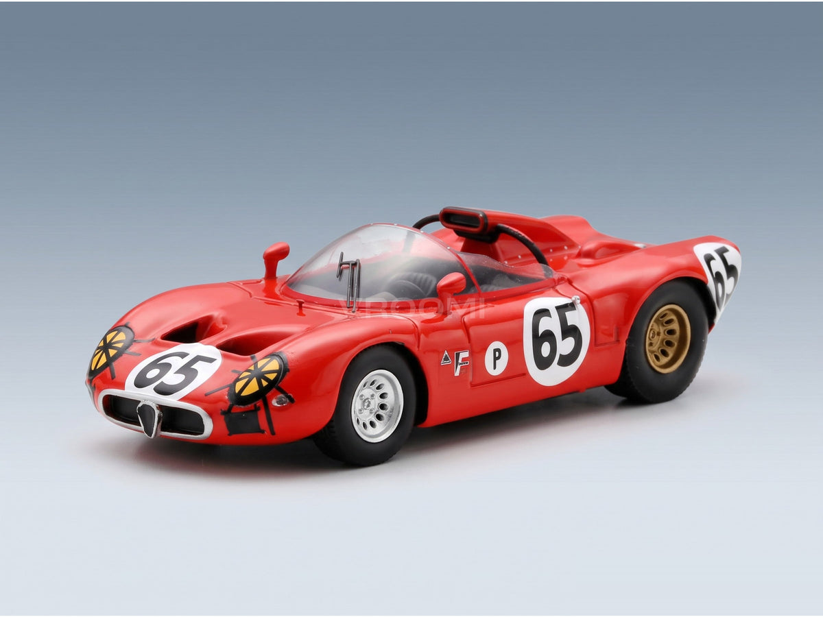 Alfa Romeo 33 Spider Team Autodelta No. 65 A. De Adamich T. Zeccoli 12h Sebring 1967 Spark Model 1:43 scale model - front three-quarter view
