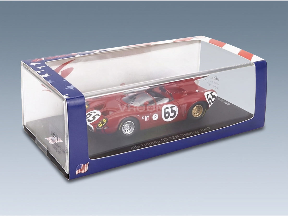 Alfa Romeo 33 Spider Team Autodelta No. 65 A. De Adamich T. Zeccoli 12h Sebring 1967 Spark Model 1:43 scale model - original packaging